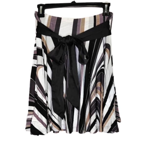 H&M Striped Skater Skirt Removable Tie Belt Size 4 - Picture 1 of 7